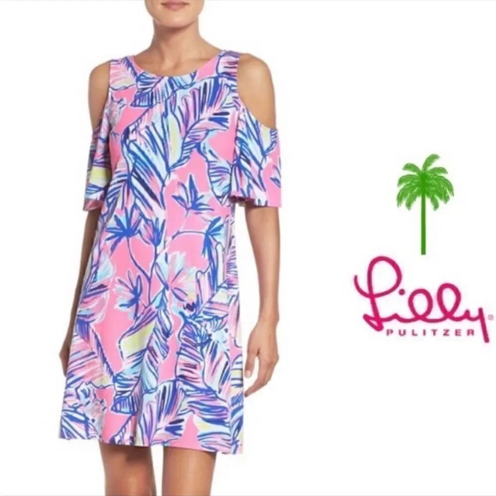 Lilly Pulitzer Somerset Cold Shoulder Tiki Dress in Tiki Pink Cabana